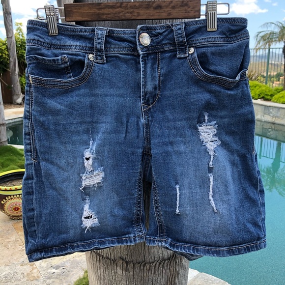 dark denim jean shorts
